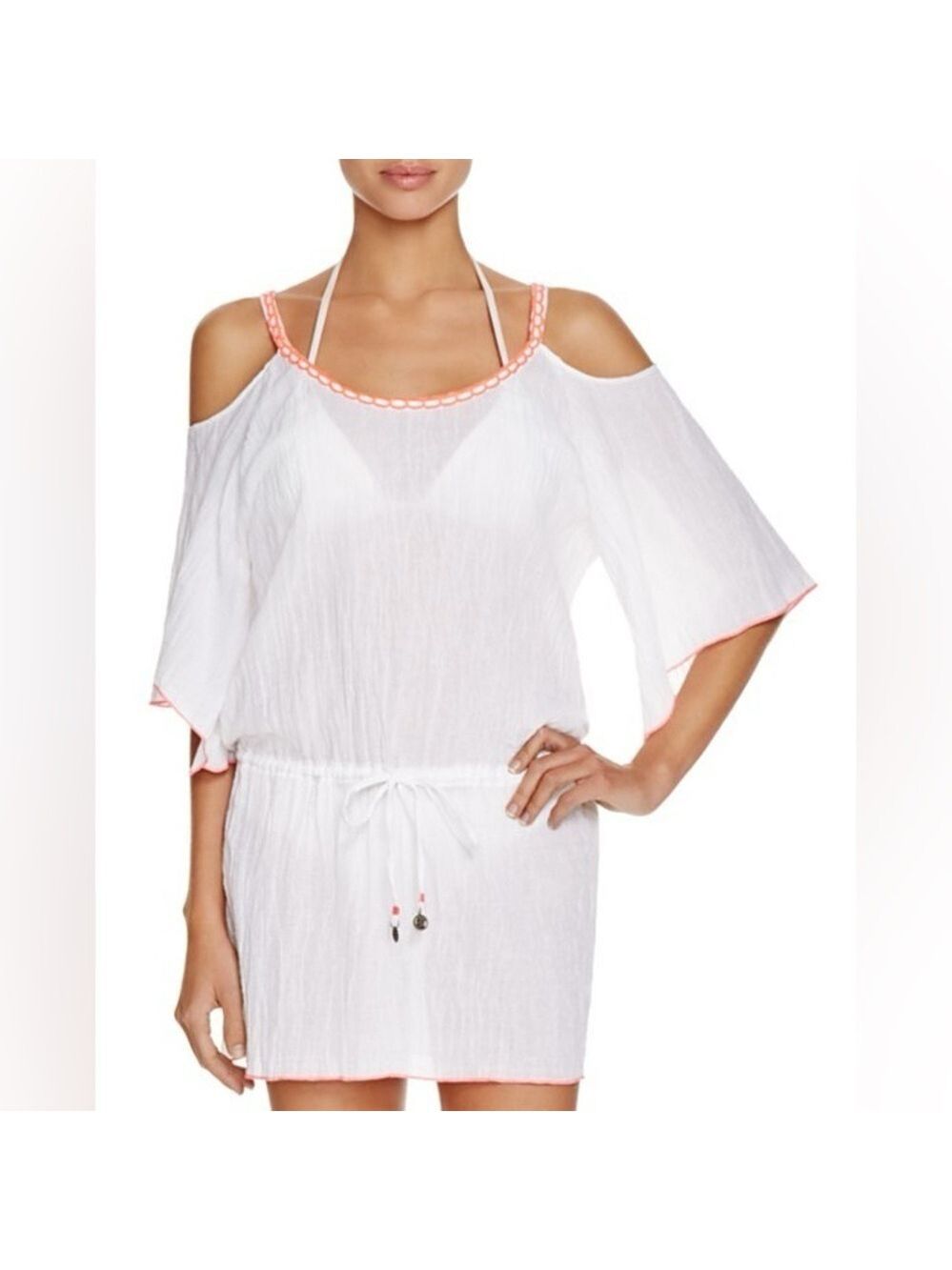 Becca Swim by Rebecca Virtue Cover up - size small - 100% cotton tie‎ waist